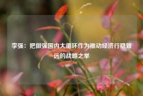 李强：把做强国内大循环作为推动经济行稳致远的战略之举