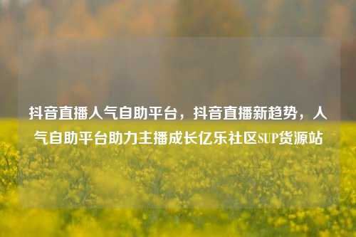 抖音直播人气自助平台，抖音直播新趋势	，人气自助平台助力主播成长亿乐社区SUP货源站  第1张